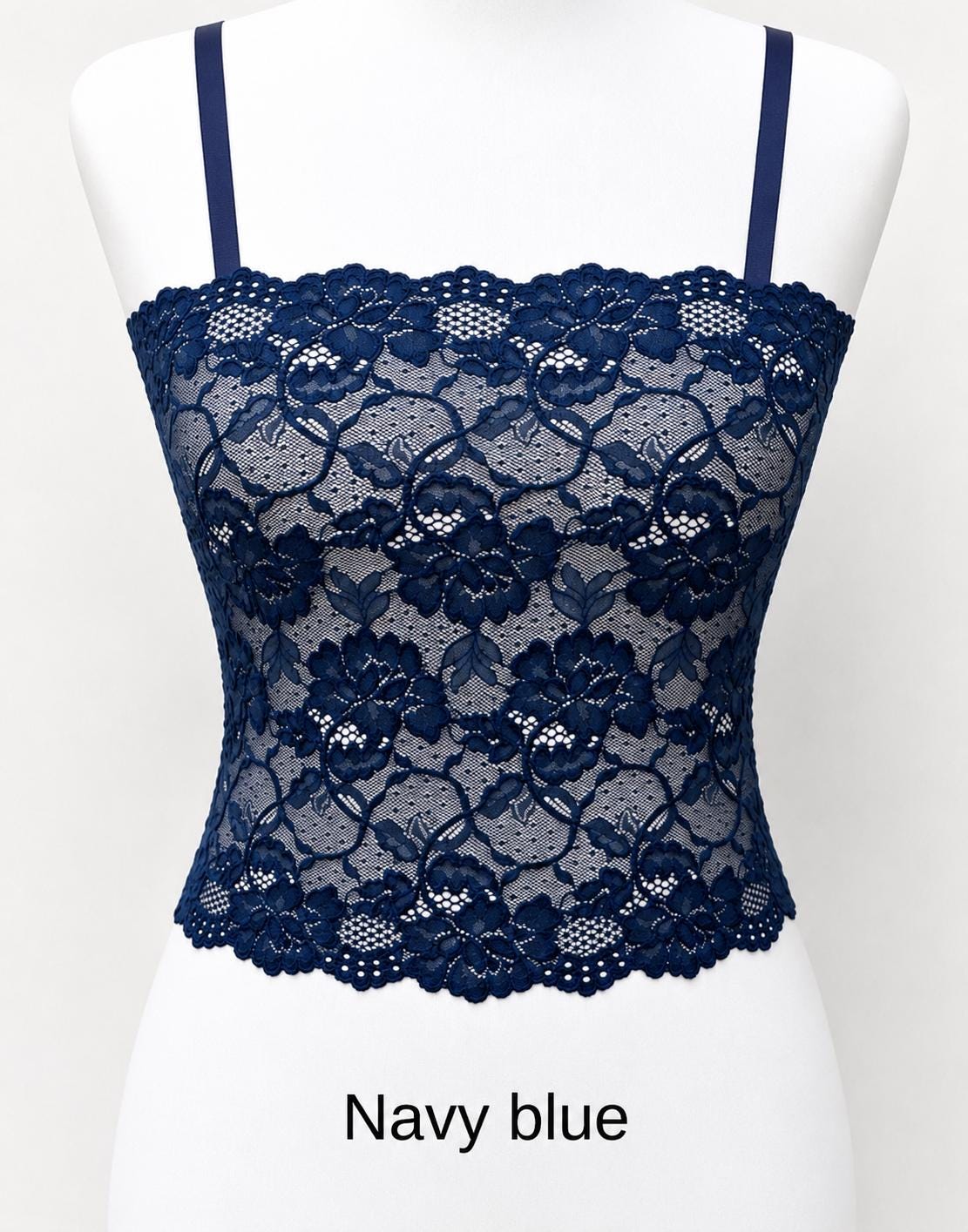 Navy Blue Lace Tank Top Camisole, Elastic Lace Cami - Etsy