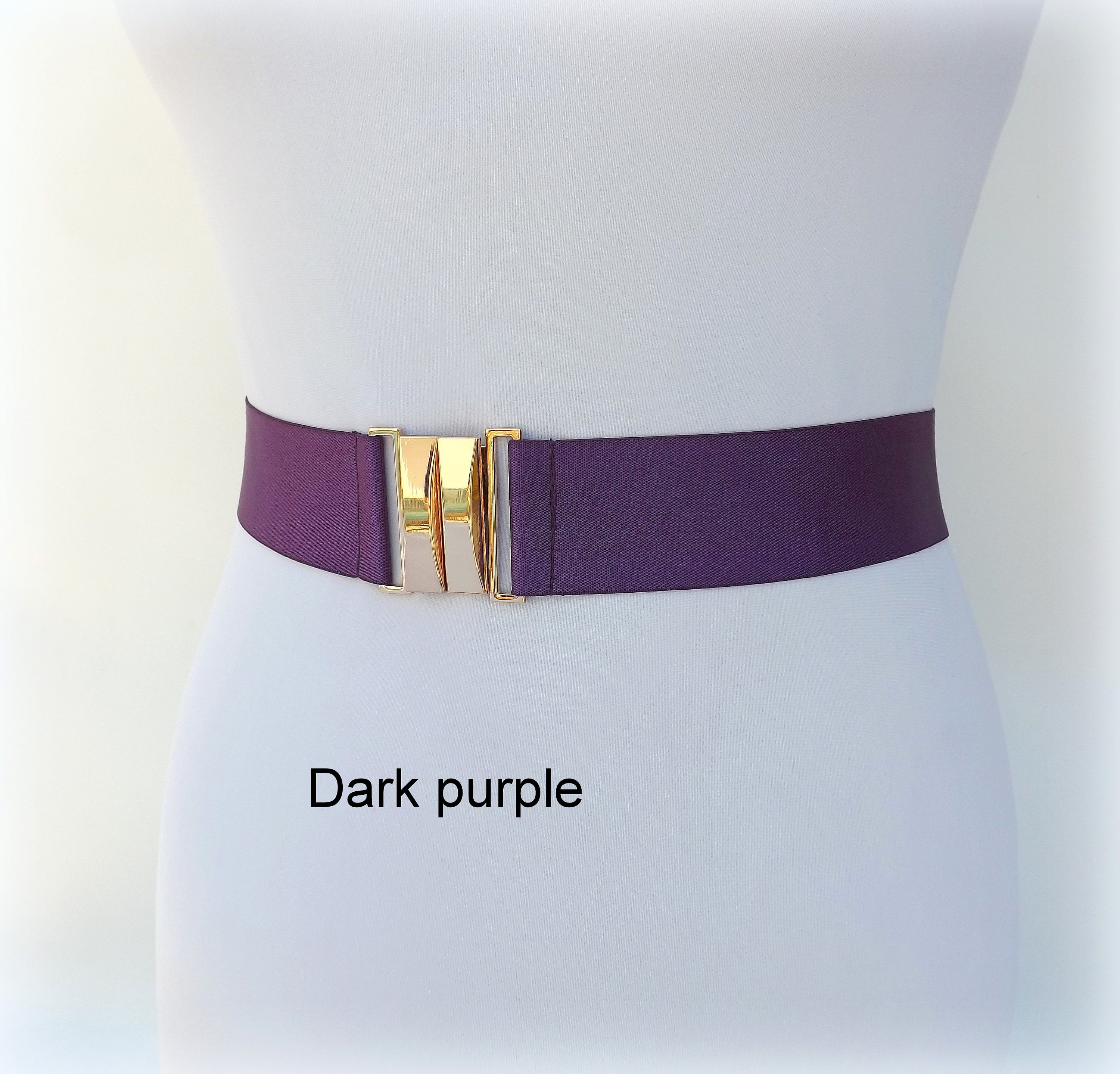 Gold Buckle Navy Blue Elastic Waist Belt - Women\'s Accessory Women main image 4