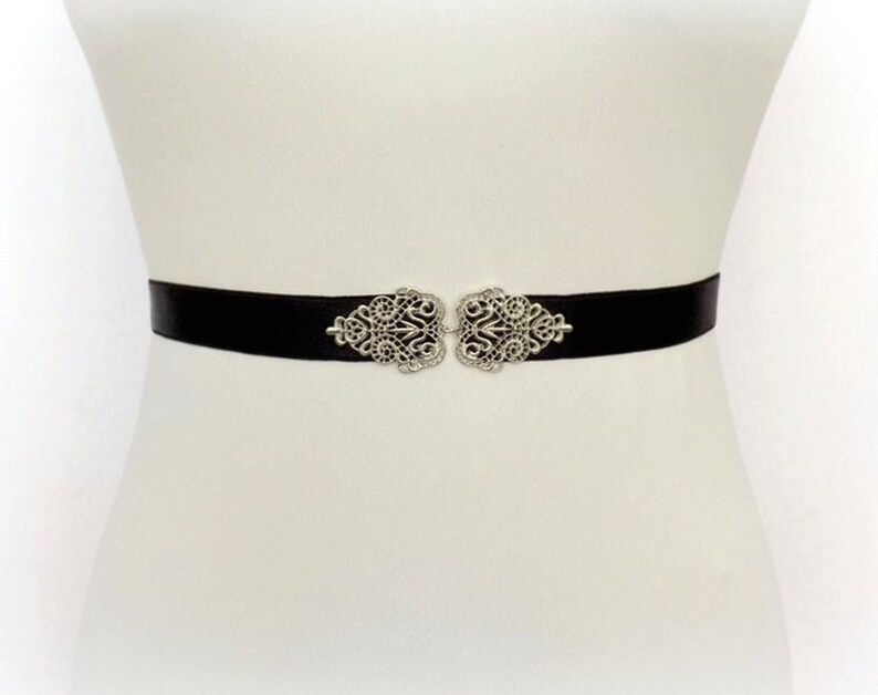 Black dress belt Elastic jeweled waist belt Etsy