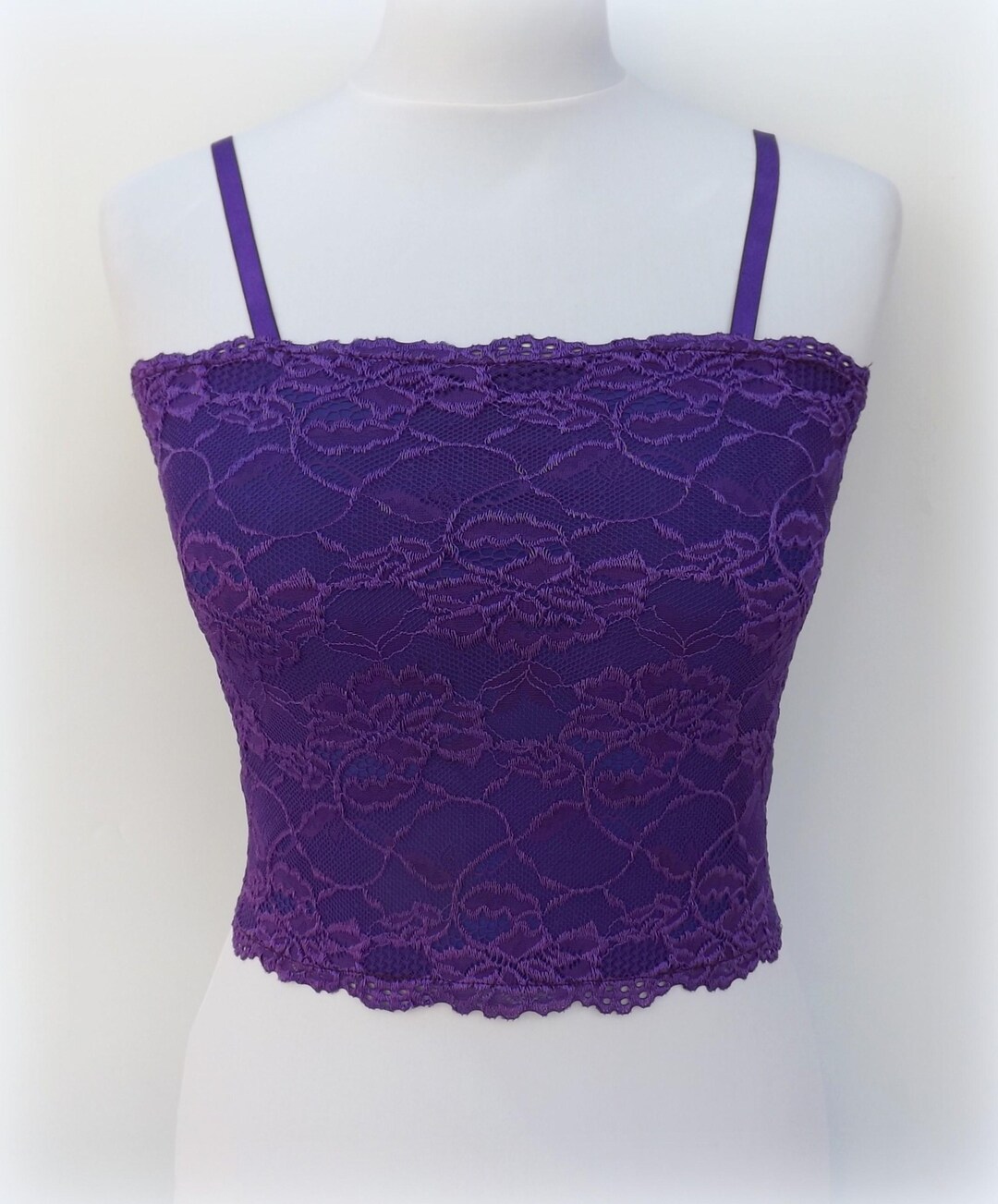Purple Lined Floral Elastic Lace Tank Top Camisole - Etsy
