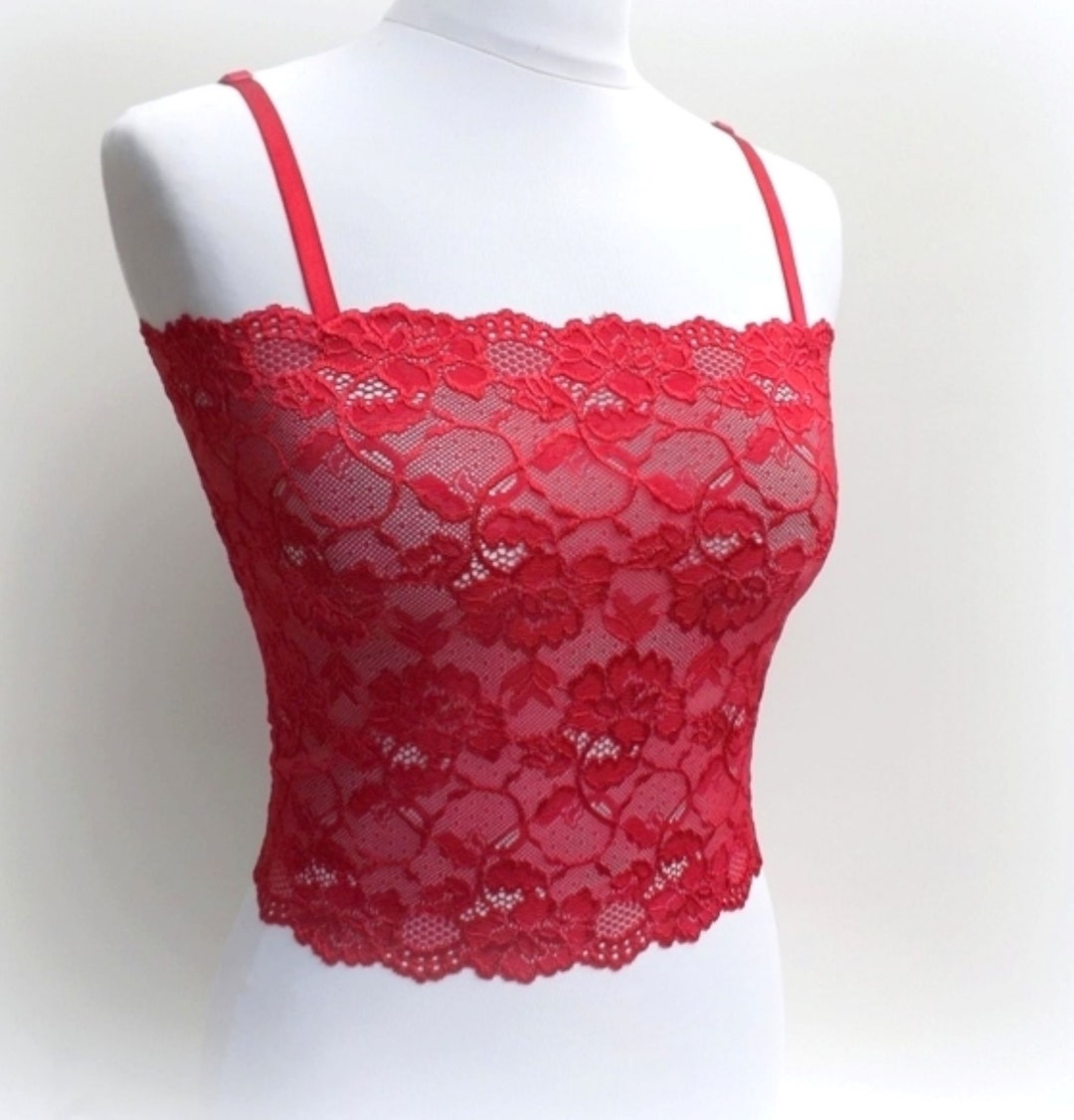 Red See Through Elastic Lace Tank Top Camisole - Etsy