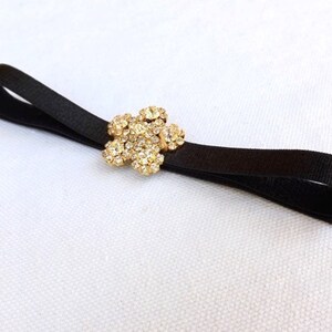 Black thin elastic Sparkly bow dress belt image 3