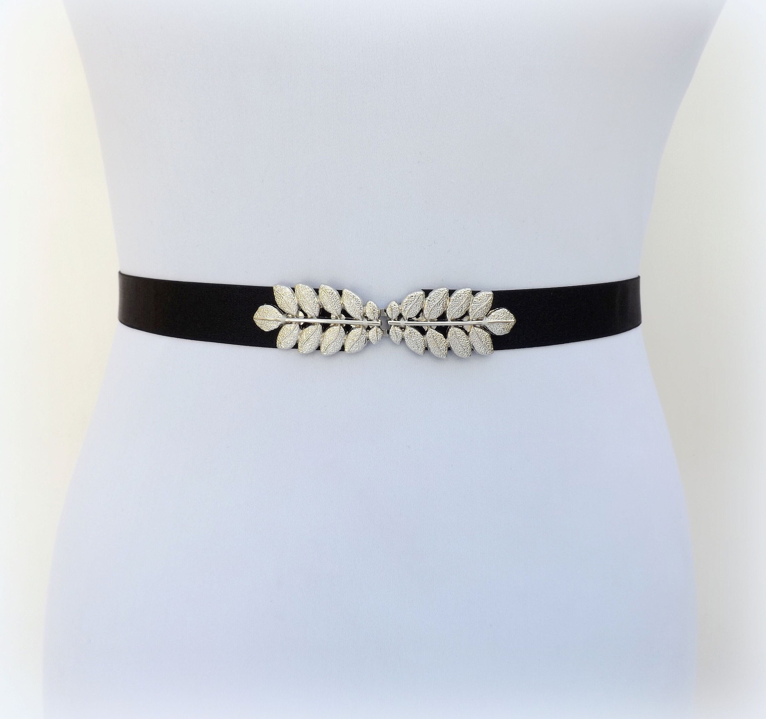 Retro Grecian Herringbone Link Style Silver Metal Designer Fashion Belt Amazon.com: Women Elastic Band Fashion Belt Gold Metal Greek  main image 3