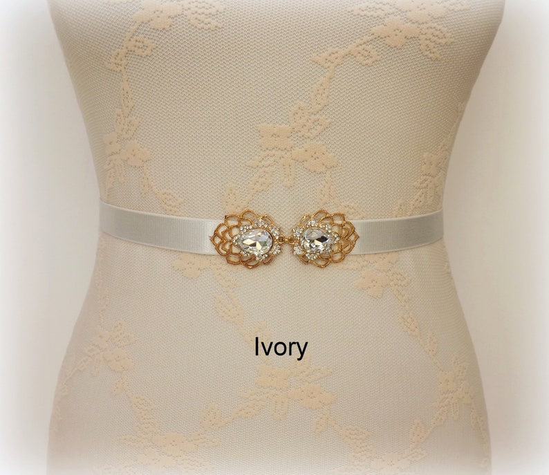 Gold Bridal Elastic Waist Belt Sparkly Crystals Jeweled Dress Etsy