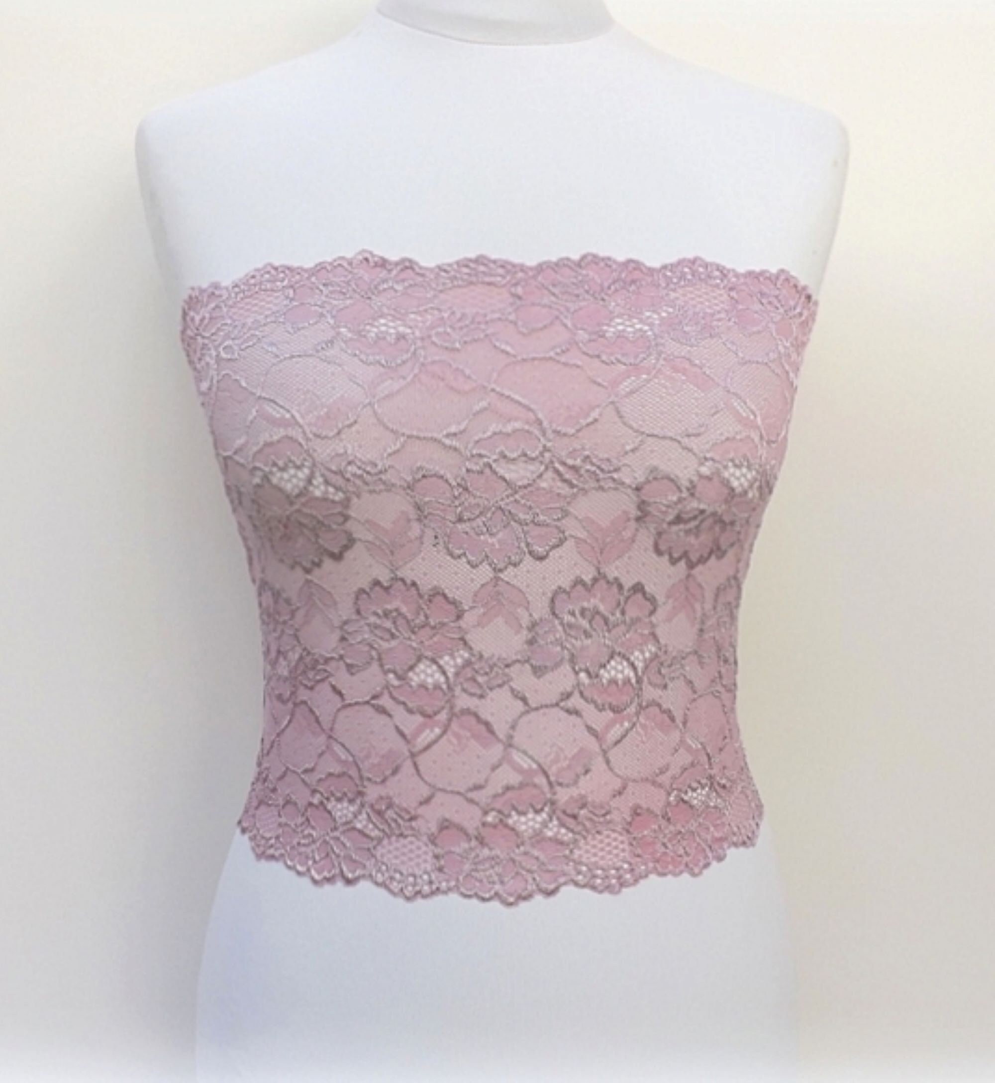 Antique Pink See Through Elastic Lace Tube Top Strapless -  Canada