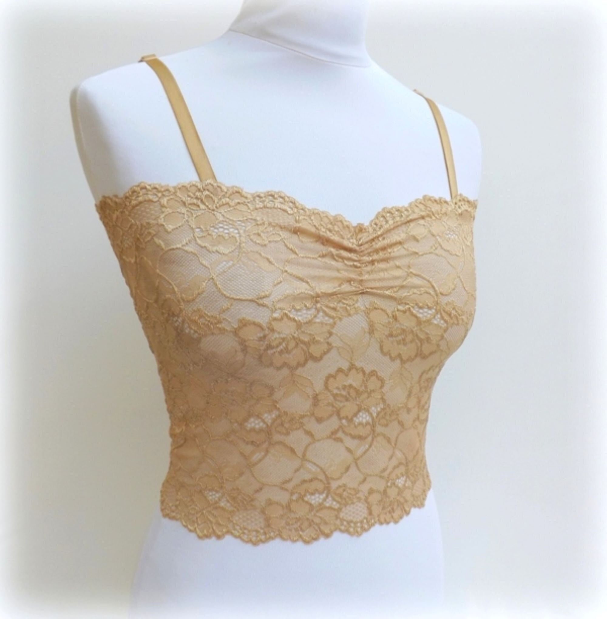 Gold See Through Elastic Lace Tank Top Camisole - Etsy