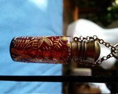 Antique Brass Red Glass Gold Enamel Perfume Bottle Chatelaine