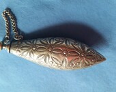 Vintage Silver Plated Engraved Perfume Bottle Chatelaine Flask Vial