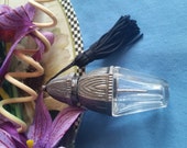 Vintage Silver Pewter Glass Perfume Bottle Chatelaine