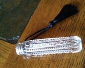 Antique Repousse Sterling Silver Cut Glass Perfume Bottle Chatelaine Flask Vail