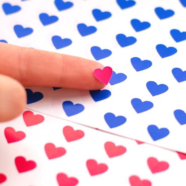 Set 250 miniature heart stickers - Tiny heart stickers - Pink sticker set - Mini hearts - Petit coeurs  - Herzchen - Small heart stickers