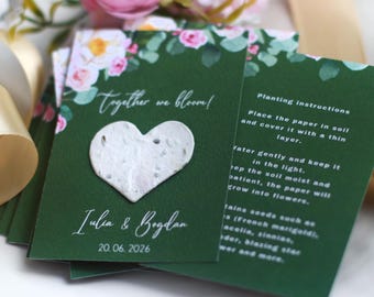 Personalized Handmade Seed Pape - Plantable Heart wedding favor - eco friendly keepsakes for nature inspired wedding