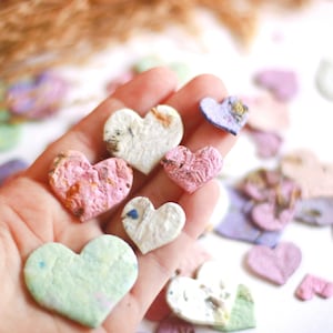 Plantable heart confetti  with seeds & petals - 40 small heart blooms - Let love grow -  Wildflower seed paper hearts