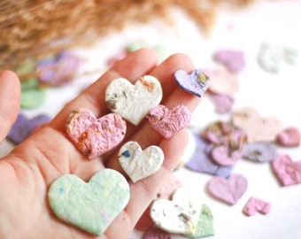 Plantable heart confetti  with seeds & petals - 40 small heart blooms - Let love grow -  Wildflower seed paper hearts