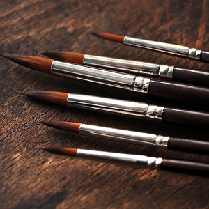 Set of 6 pointy paint brushes sizes 2, 4, 6, 8, 10, 12 watercolor brushes high quality paint artist brush Synthetic