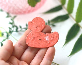Seed Paper Duck Favors: Plantable Wedding Confetti, Flower Petals (Set of 10)