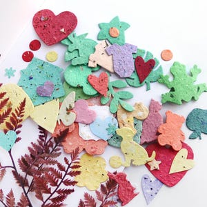 BULK Plantable paper assorted mix with seeds & petals - 100Pcs various shapes and color wildflower seed paper - Educational Gardening