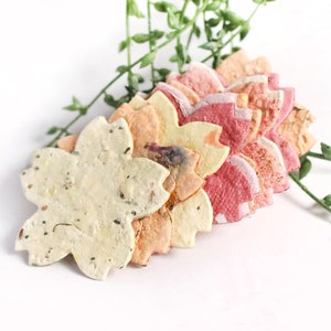 Plantable Flowers with seeds & petals -  10  seed paper flowers - die cut favors - Let love grow - Plantable  Wedding decorations