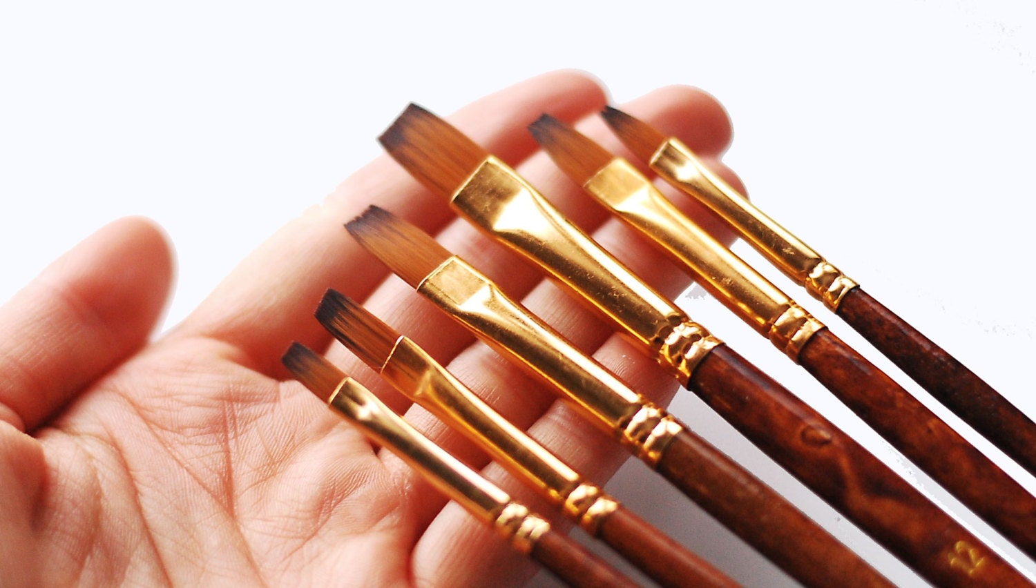 Set of 6 Flat Paint Brushes Sizes 2 4 6 8 10 12 Fine Etsy