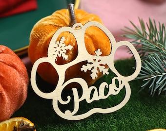 Personalisierter Hundeanhänger Namensanhänger - Hundestrümpfe Anhänger - Weihnachtsdekoration - Dein Haustier Name in Holz geschnitten