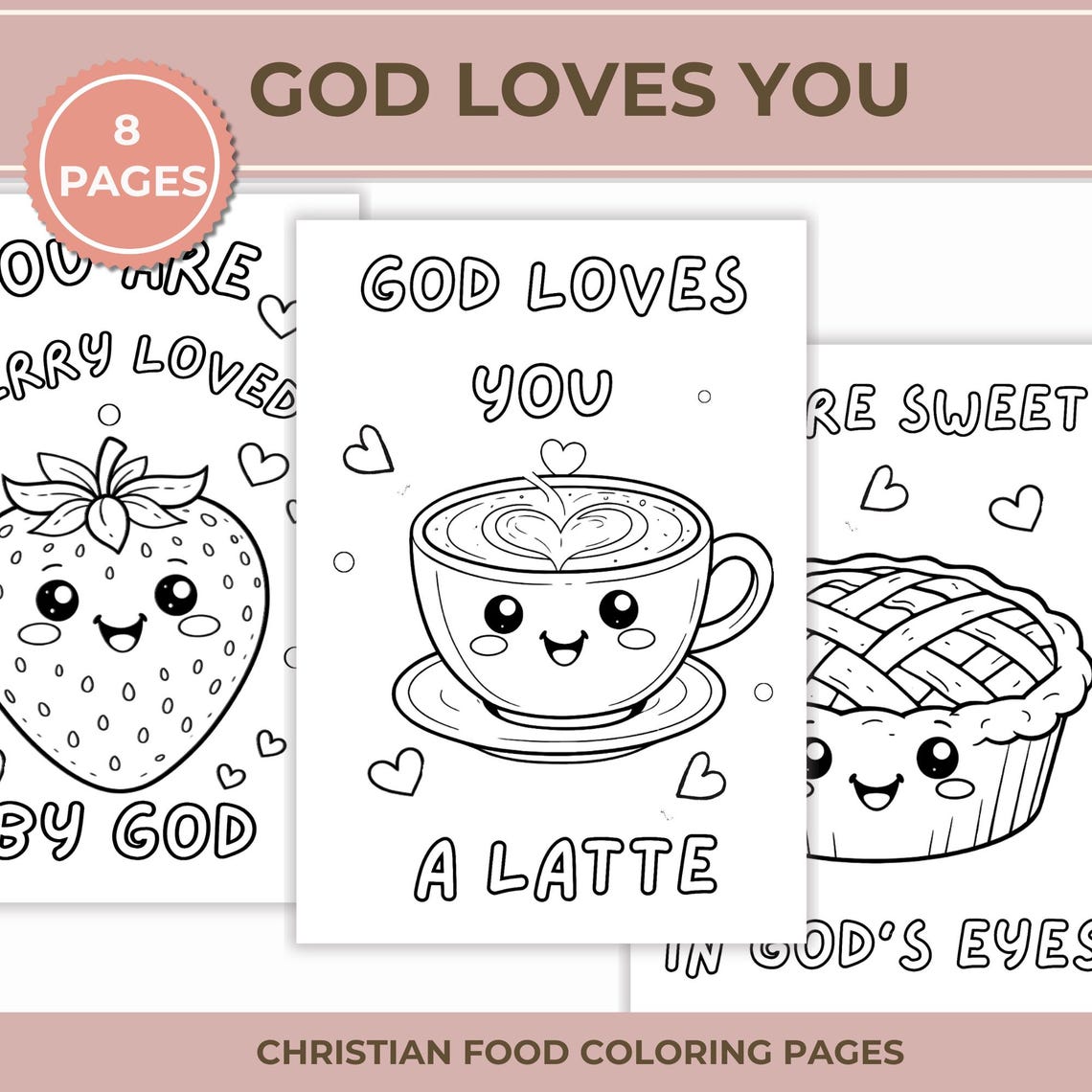 Christian Valentine Coloring Pages for Kids God’s Love Food Set - Etsy
