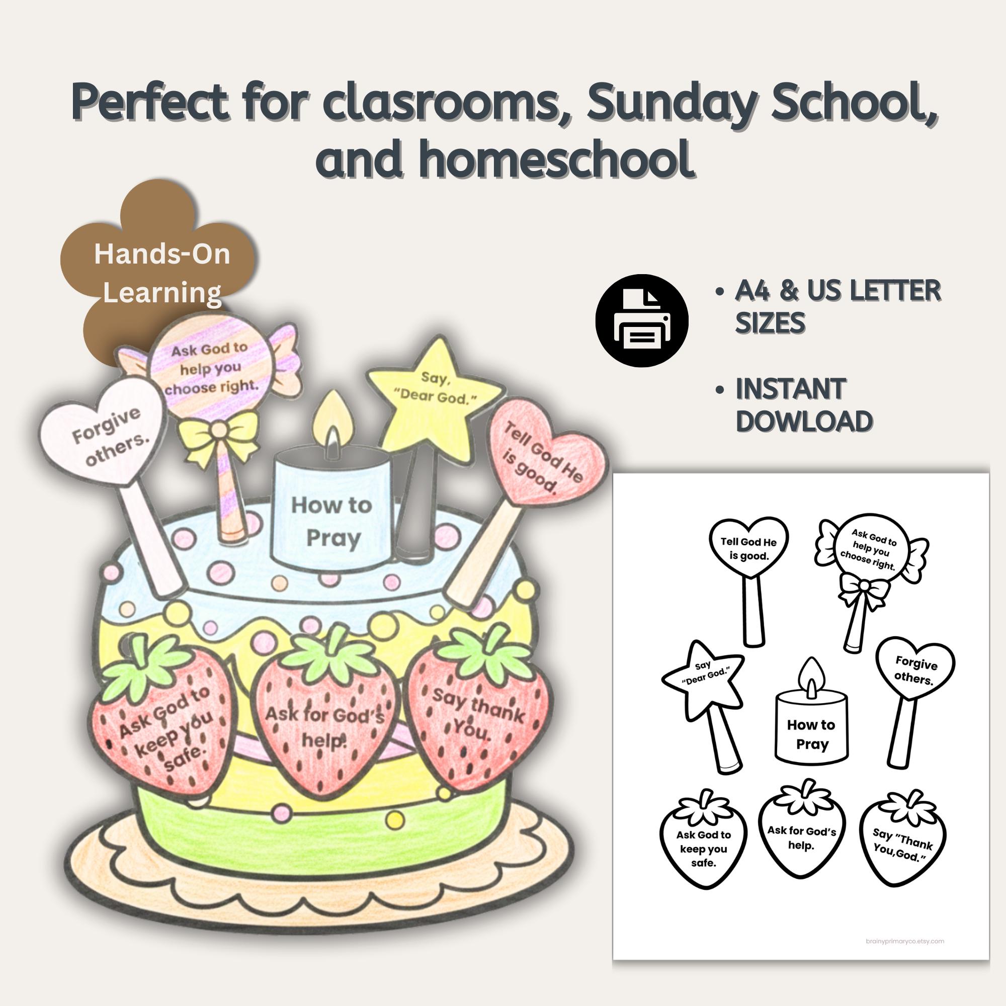 How to Pray Craft for Kids Christian Sunday School Activity Prayer Cake ...