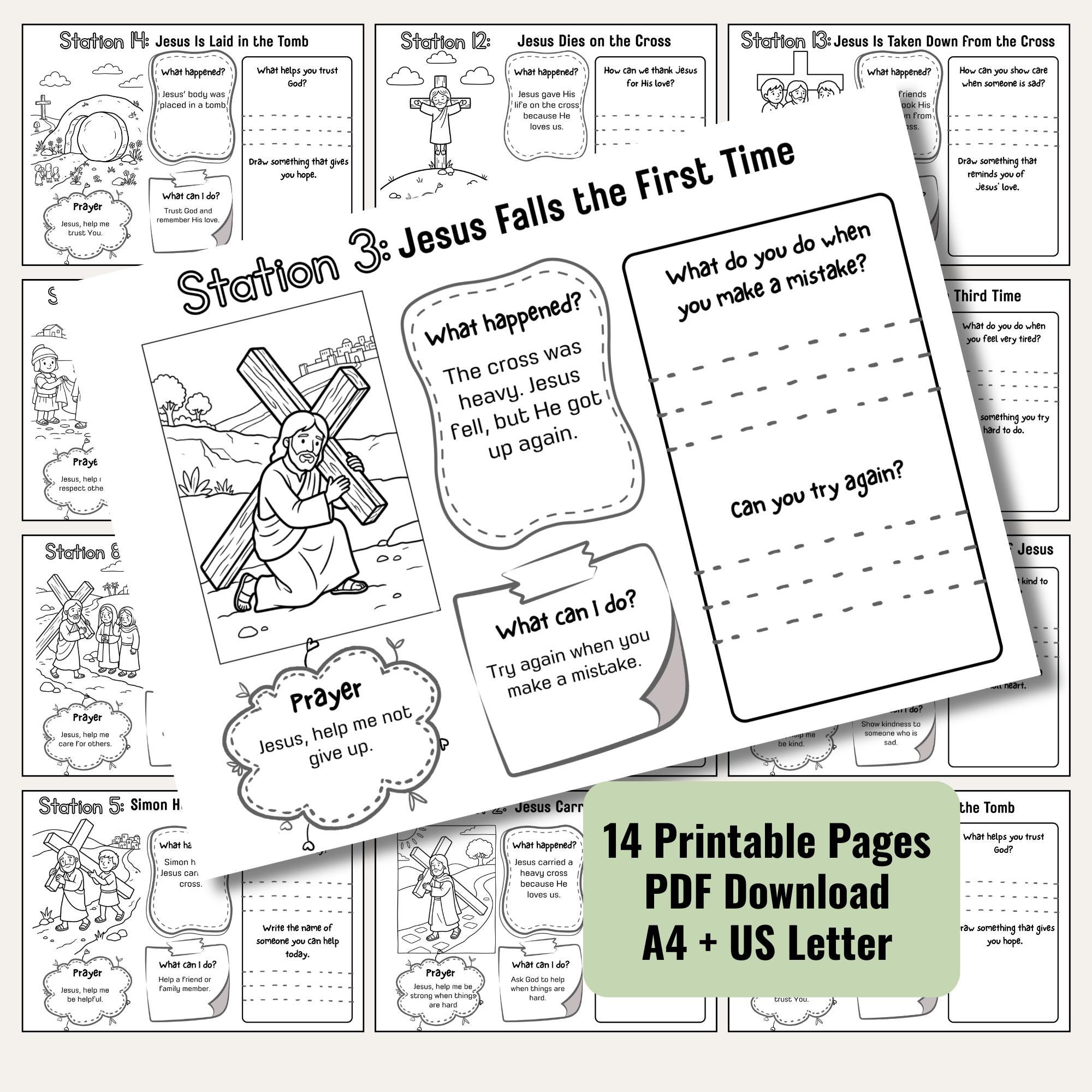 Stations of the Cross Worksheets for Kids Lent Activity Reflection ...