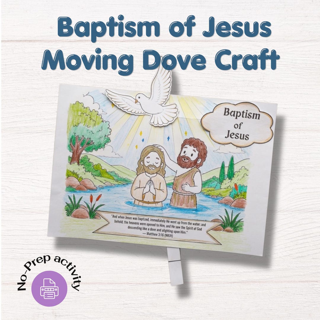 Baptism of Jesus Moving Dove Craft Printable | Sunday School Activity ...