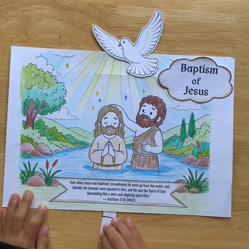 Baptism of Jesus Moving Dove Craft Printable | Sunday School Activity ...