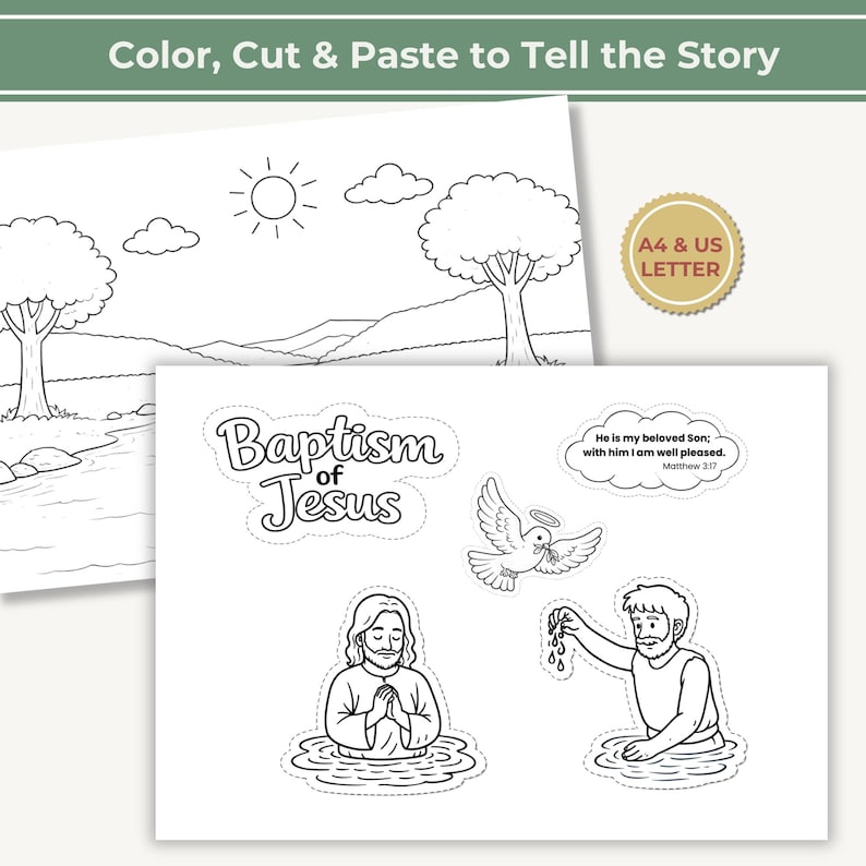Baptism of Jesus Cut and Paste Activity | Bible Craft | Sunday School ...