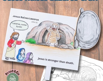 Jesus hebt Lazarus Handwerk | Interaktive Bibelgeschichtenaktivität | Ostergeschichte Sonntagsschule (Digitaler Download)