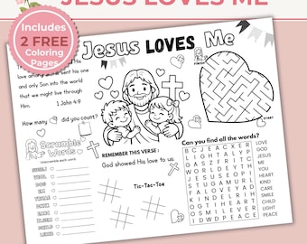 Valentijnsbijbelplacemat voor kinderen – Jesus Loves Me-activiteiten - Bijbelactiviteit
