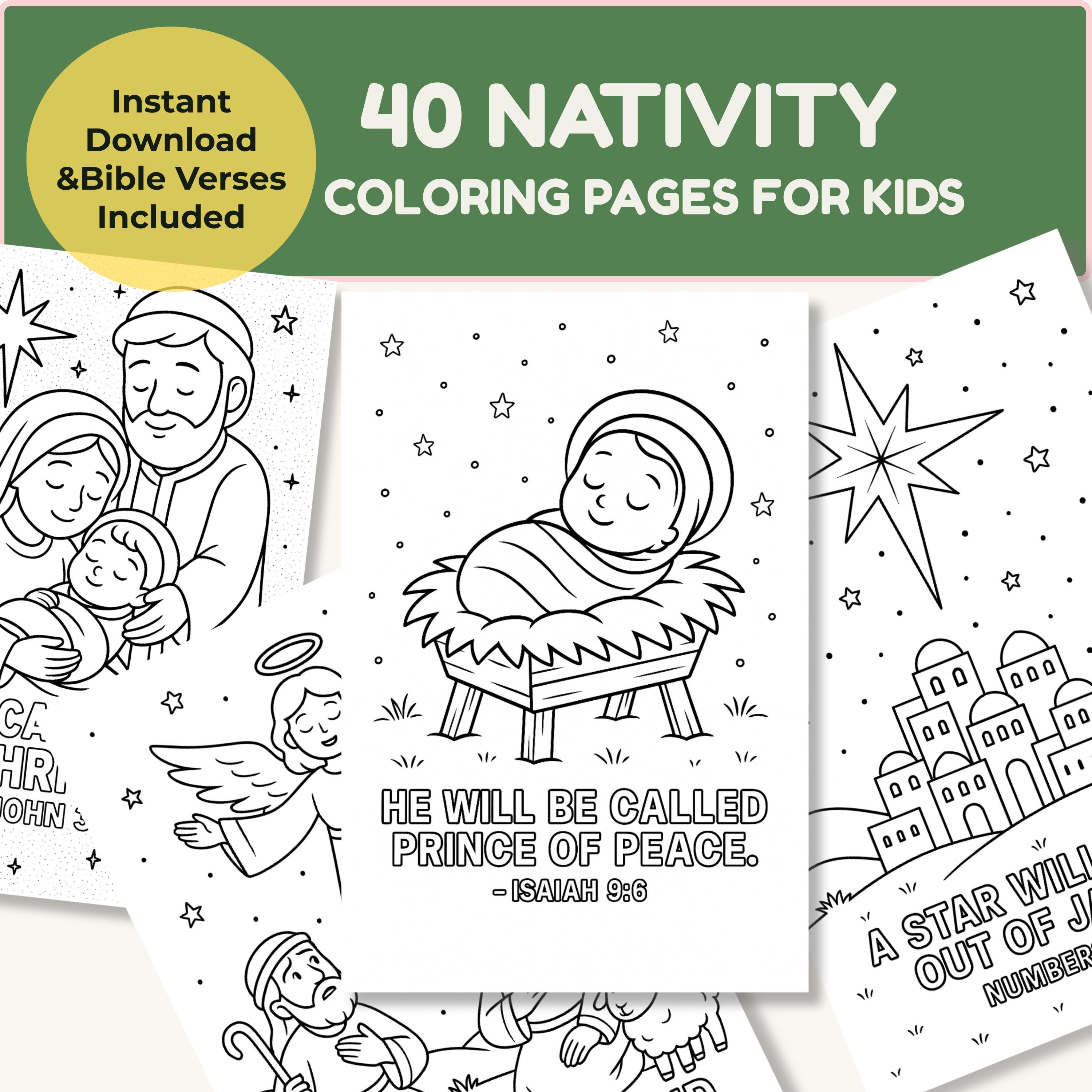 Nativity Coloring Pages for Kids | Bible Verse Christmas Activity ...