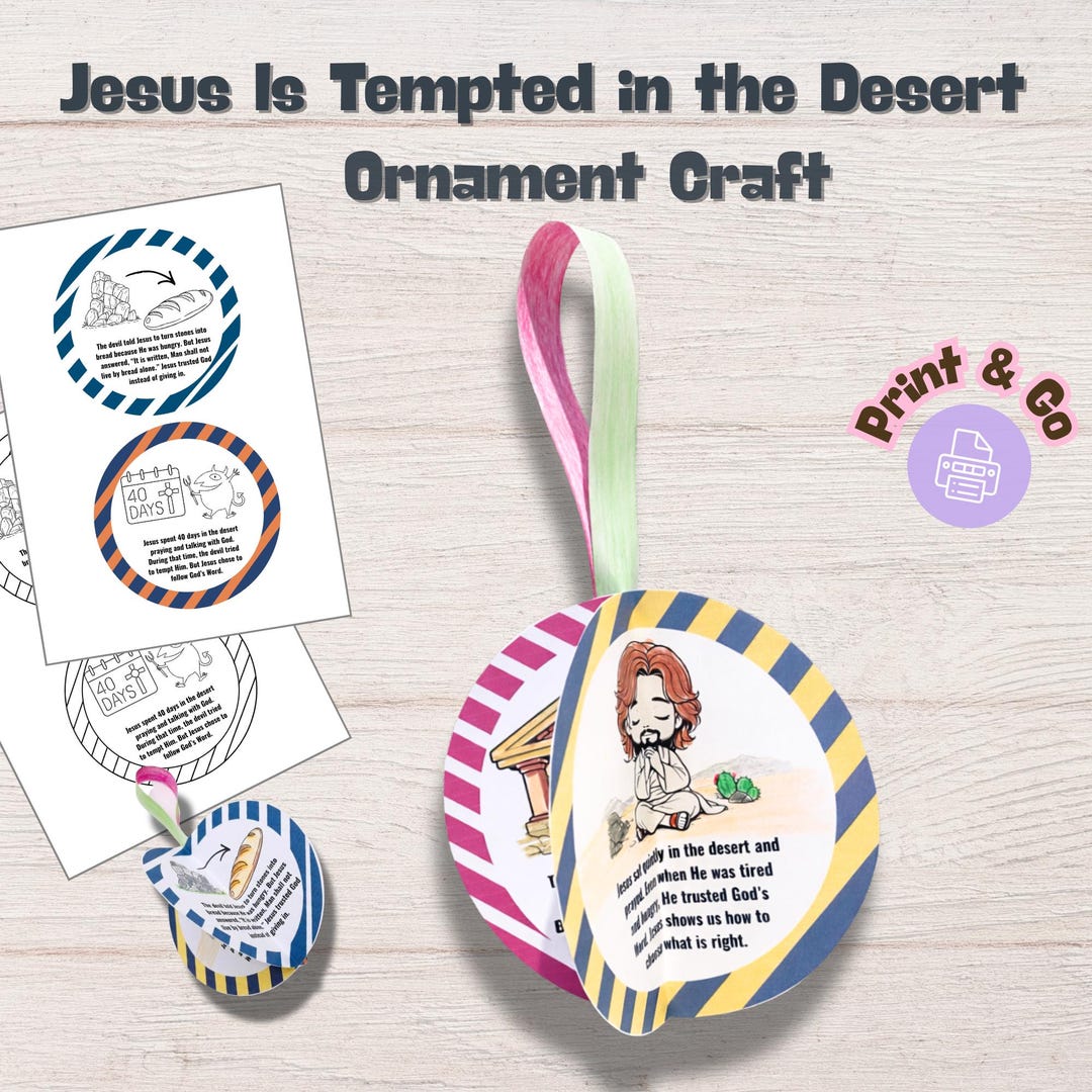 Jesus is Tempted in the Desert Craft | Lent Bible Ornament Printable ...