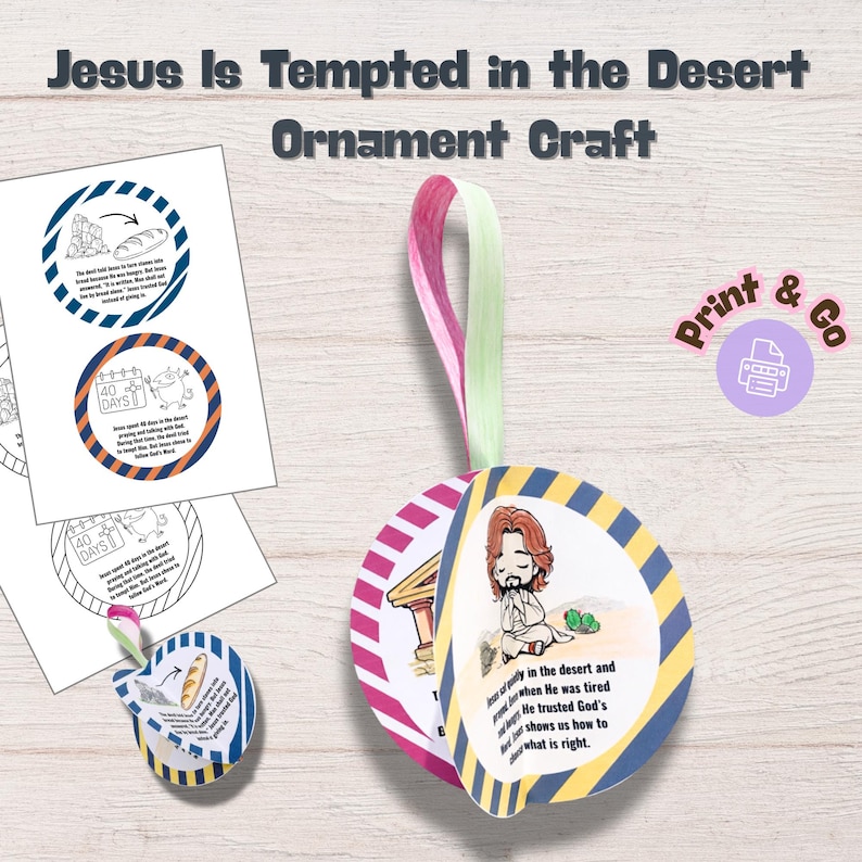 Jesus is Tempted in the Desert Craft | Lent Bible Ornament Printable ...