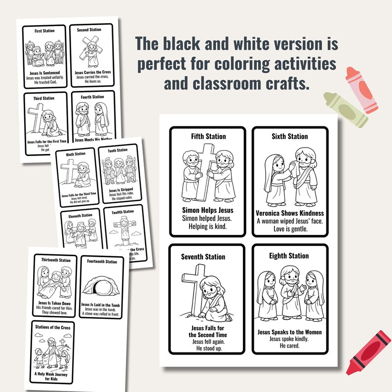 Stations of the Cross Flashcards for Kids | Holy Week Easter Craft ...