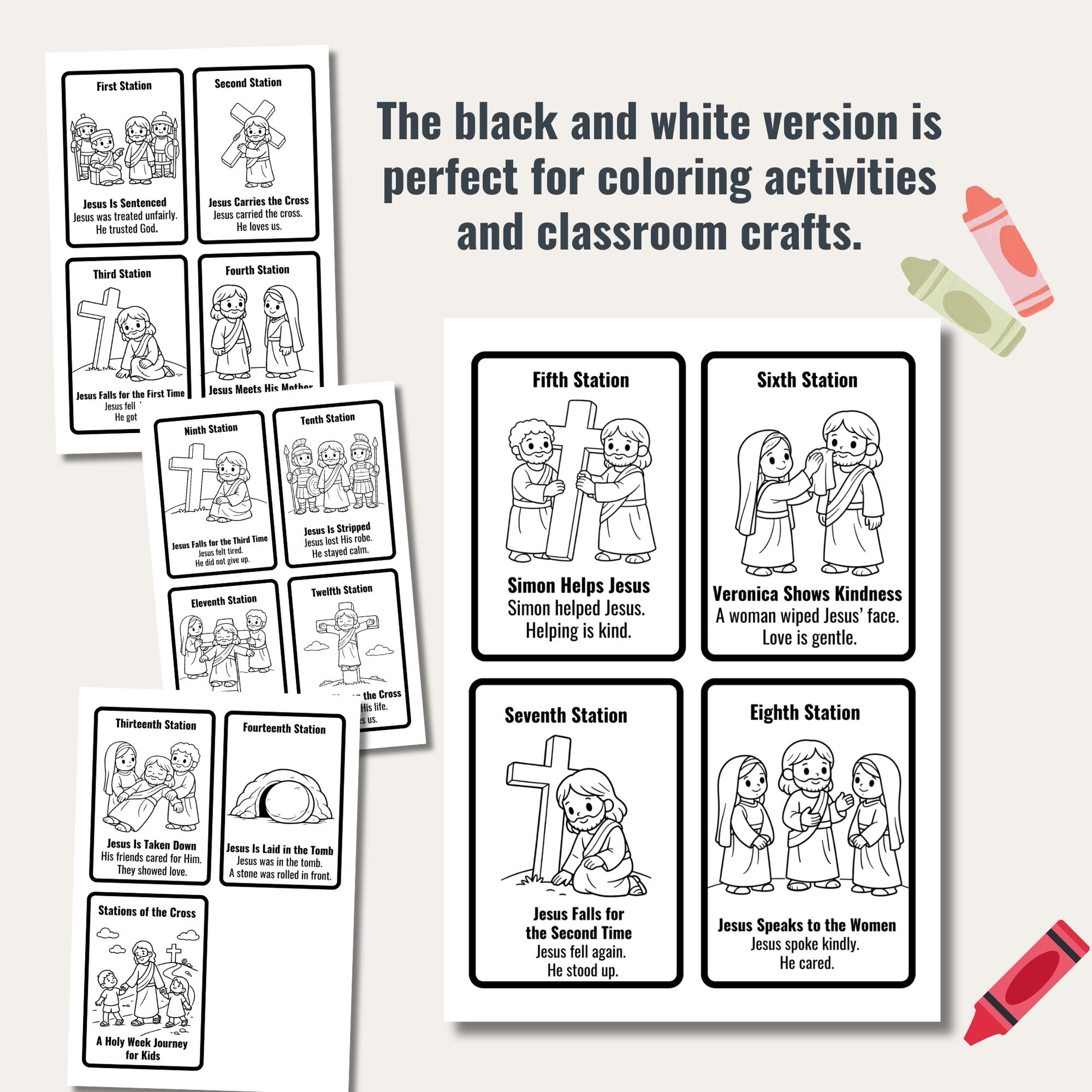 Stations of the Cross Flashcards for Kids | Holy Week Easter Craft ...