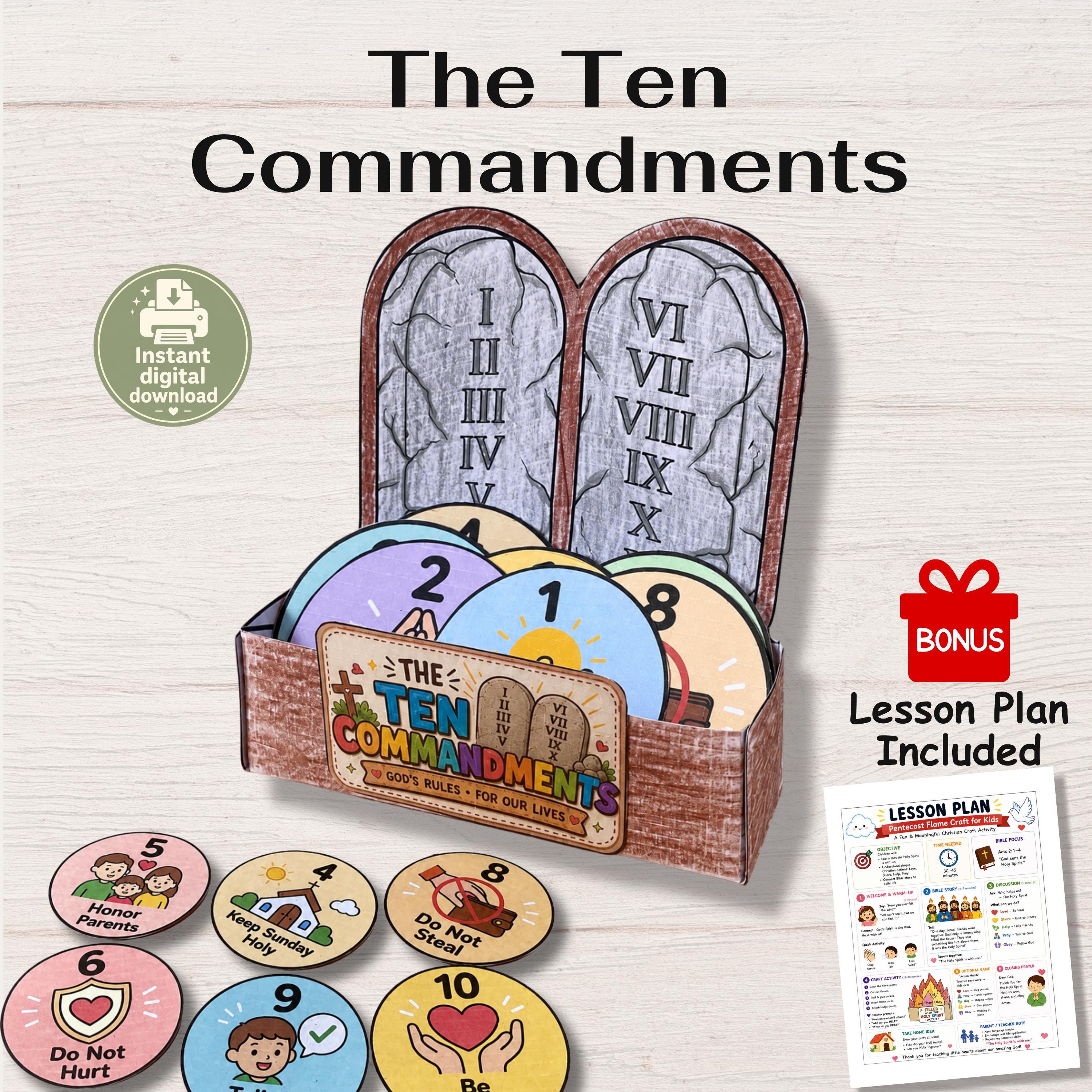 The 10 Commandments Printable Craft for Kids: Printable Sunday School ...
