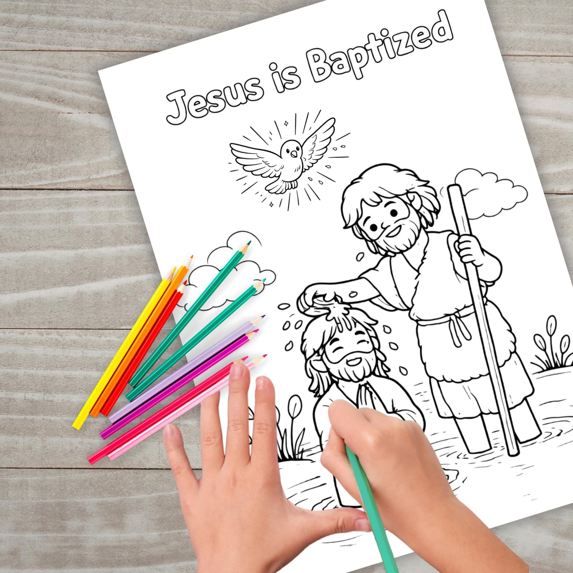Baptism of Jesus Coloring Page for Kids| Jesus is Baptized | Sunday ...