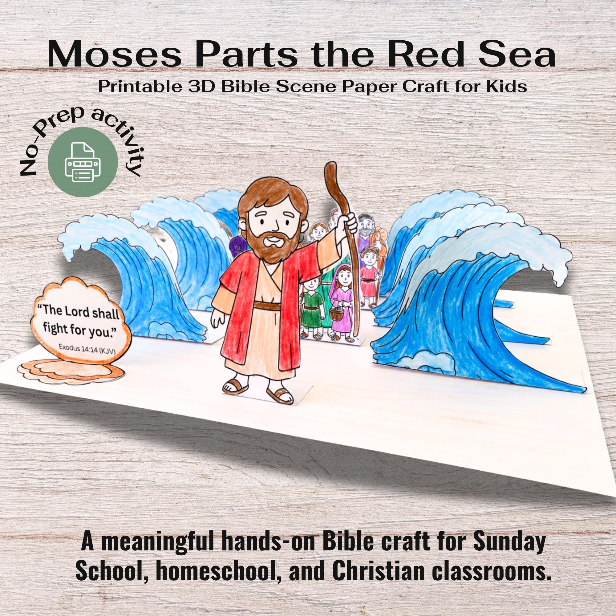 Moses Parts the Red Sea Craft Printable | Bible Craft for Kids | Exodus ...