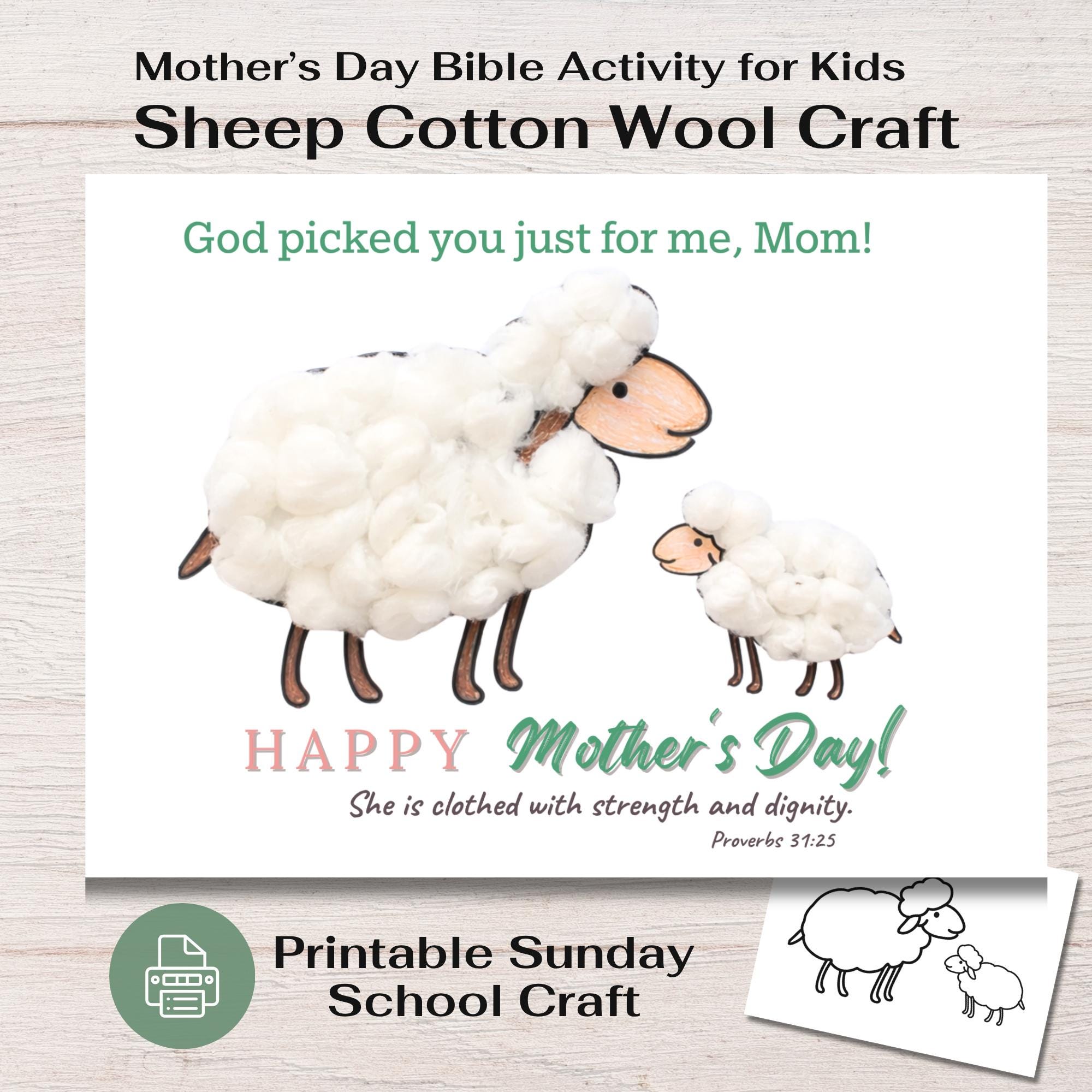 Christian Mother's Day Sheep Craft for Kids Easy Cotton Wool Craft…