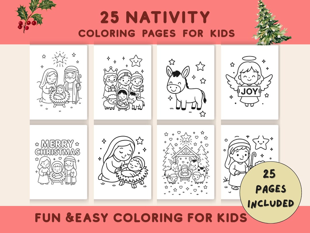 25 Nativity Coloring Pages for Kids Christian Christmas Activity ...