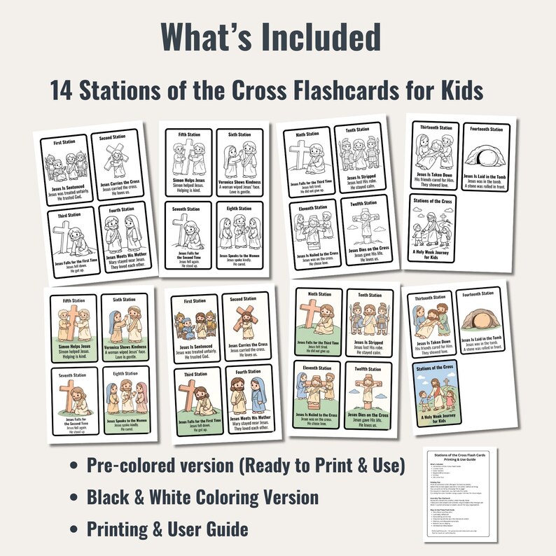 Stations of the Cross Flashcards for Kids | Holy Week Easter Craft ...