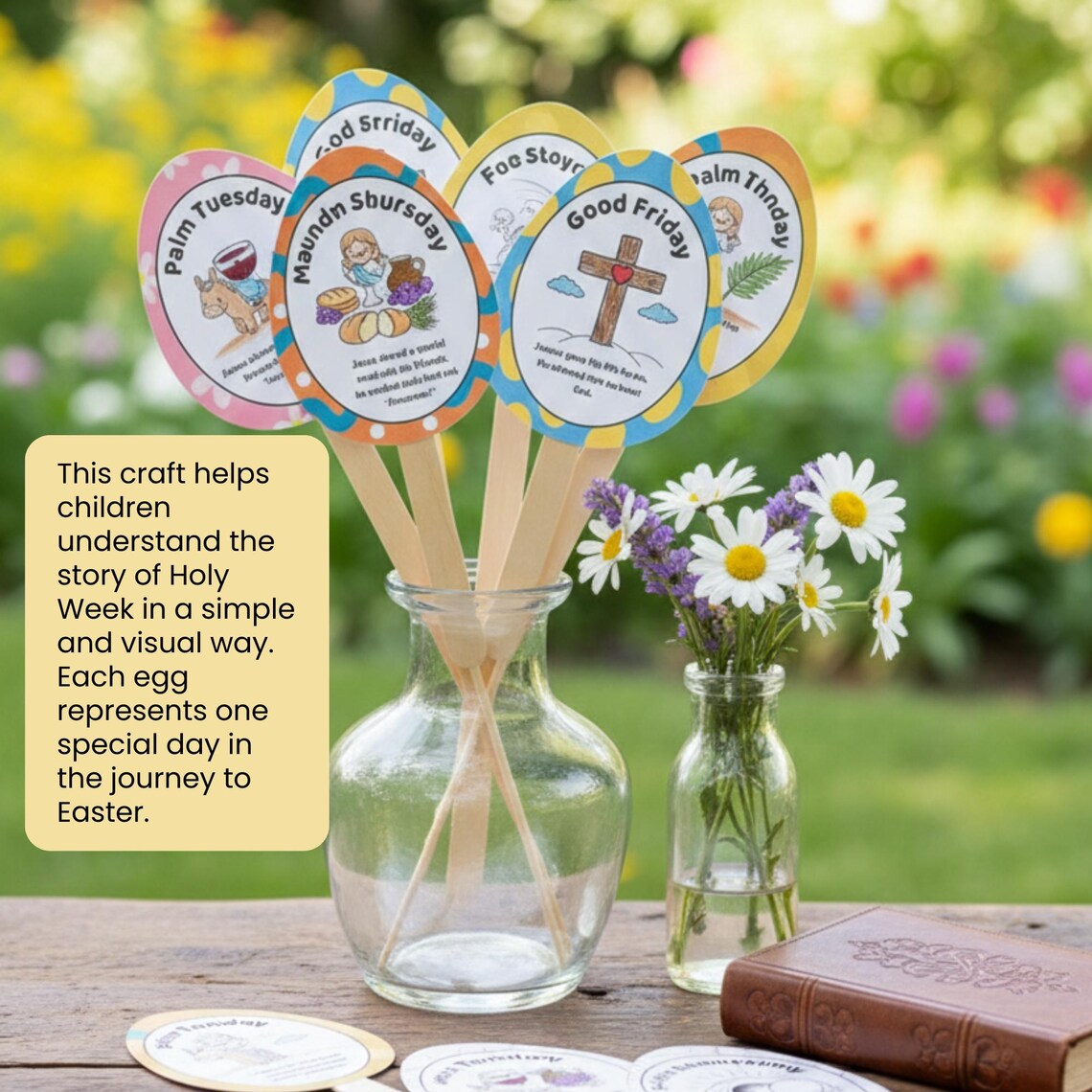 Holy Week Timeline Craft for Kids | 8 Easter Egg Stick | Sunday School ...