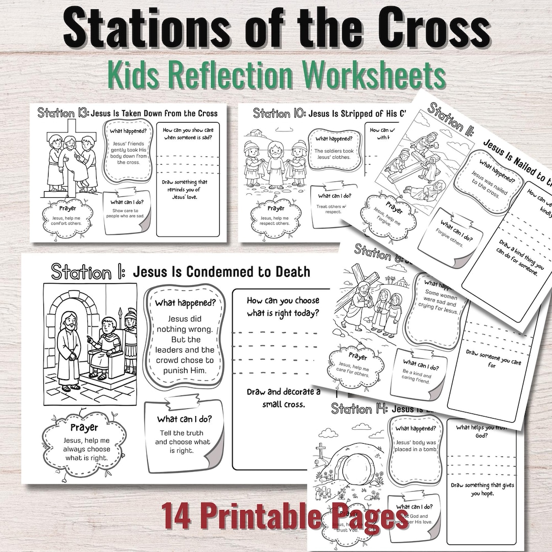 Stations of the Cross Worksheets for Kids Lent Activity Reflection ...