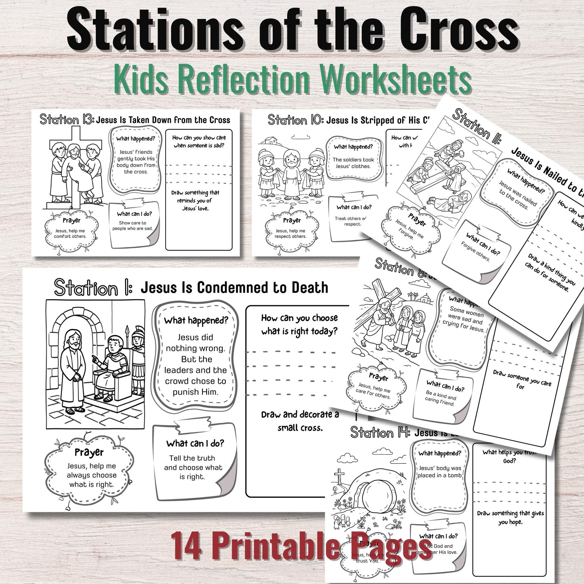 Stations of the Cross Worksheets for Kids Lent Activity Reflection ...