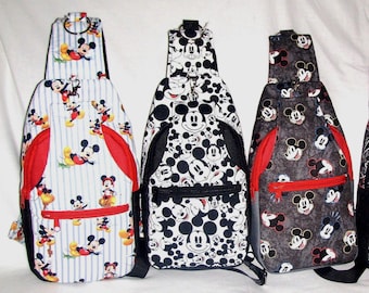 Handmade Disney Mickey Mouse Retro Sling bags, in 10 different prints, and colors..pls specify colors to message Seller.