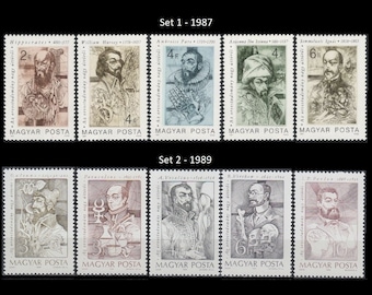 Pionieri della medicina sui francobolli ungheresi d'epoca del 1987 e del 1989 / Pavlov, Ippocrate, Paracelso / Medico, naturalista, filosofo