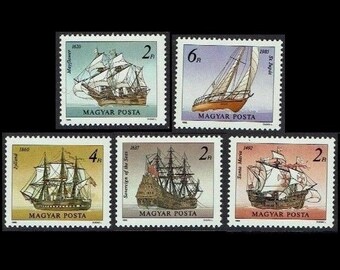 Famous Sailing Ships / 1988 Postage Stamps / Sailboat, Tall Ship, Santa Maria, The Mayflower, Sovereign of the Seas / Family Tree Scrapbook