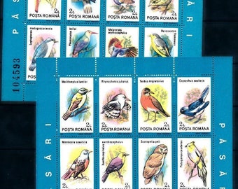 1991 Birds of the World Postage Stamp Sheets / Woodpecker, Owl, Robin, Magpie, Thrush, Meadowlark, Flycatcher, Passerine, Hoopoe, Blackbird